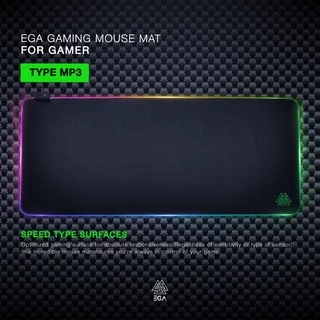 EGA TYPE MP3 แผ่นรองเมาส์ Mouse PAD พร้อมไฟ RGB EFFECT ไซส์ใหญ่ ใช้งานง่าย ลื่นไหลไม่มีสะดุด ของแท้รับประกัน 2 ปี