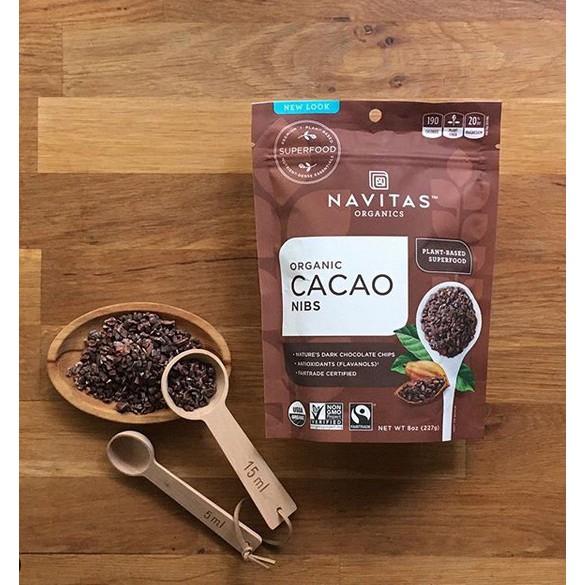 [🚚 พร้อมส่ง]  ►คาเคานิบส์, Organic Cacao Nibs  ยี่ห้อ Navitas  Organic ◄ superfood, ketofriendly