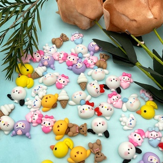 SANRIO กิ๊บติดผมเรซิ่น ลายการ์ตูนหมี เป็ดสีเหลือง 3D แฮนด์เมด DIY สําหรับตกแต่งเล็บ 20 ชิ้น