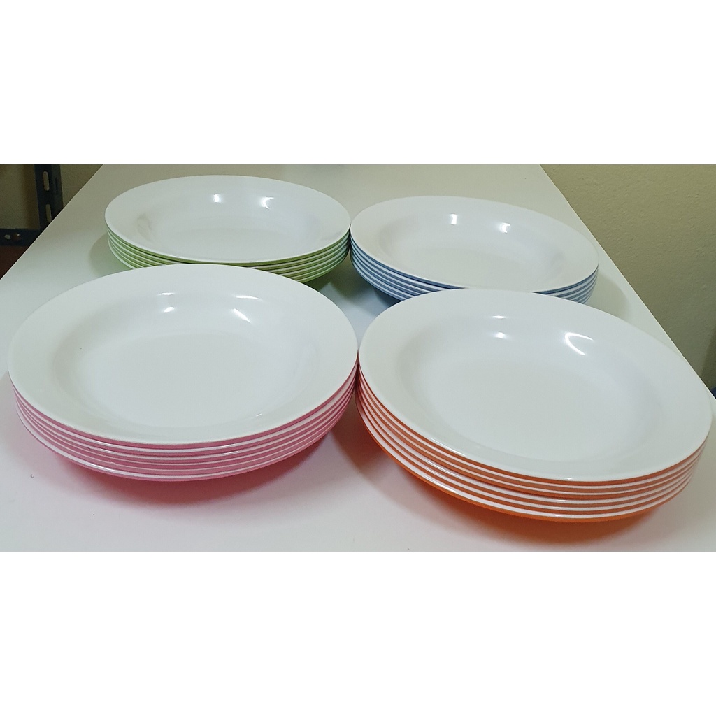 P301-9 จานสีล้วนรุ่นหนาพิเศษขนาด9นิ้วแพ็ค6ใบ ราคา