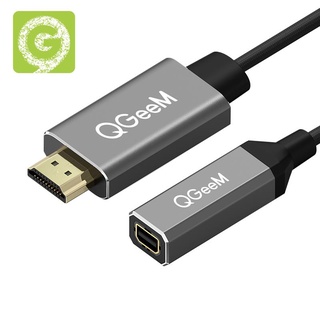 Qgeem สายเคเบิลอะแดปเตอร์แปลง HDMI ตัวเดียว เป็น Mini DP UHD 4K@30Hz Plug and Play สําหรับ PC แล็ปท็อป