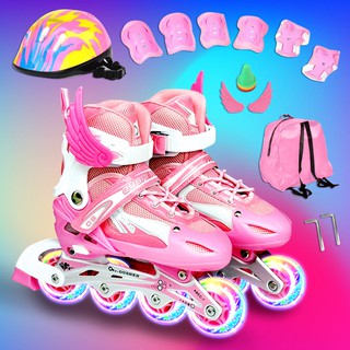 รองเท้าสเก็ต โรลเลอร์เบลด Roller  Skate รุ่น S=31-34 M=35-387 L=39-42 1ชุด-pink／red/blue/black