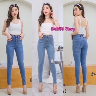 🌈🎀กางเกงยีนส์ขาเดฟ สีLight Washผ้าซาร่า กางเกงเอวสูง งานป้าย Yam‘s jeans