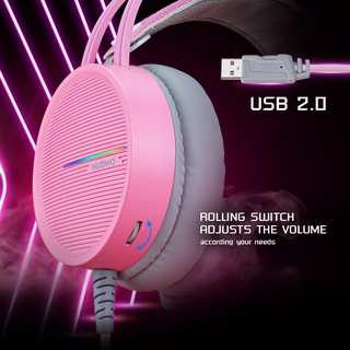 Nubwo X98 PINK Gaming Headset 7.1 Virtual USB 2.0 Pink Edition (หูฟังสีชมพู)