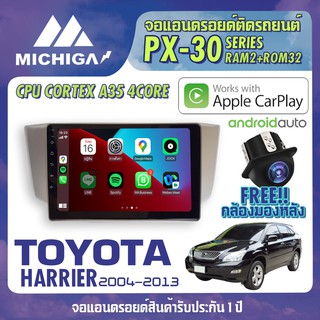 จอ android ตรงรุ่น TOYOTA HARRIER 2004-2013 APPLECARPLAY จอแอนดรอยติดรถยนต์ 2021 ANDROID PX30 CPU ARMV8 4 Core