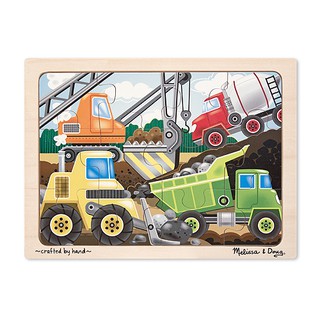 Melissa &amp; Doug รุ่น 2933 Wooden Jigsaw Puzzle Construction 12pc ชุดจิ๊กซอ 12ชิ้น รุ่นรถก่อสร้าง ส่งเสริมพัฒนาการทางความค