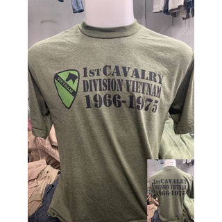 เสื้อยืดทหาร Cavalry ทหารม้า สไตล์วินเทจ  แนว US Army ตะเข็บเดี่ยวบนล่าง ผ้าบาง 50/50 ผ้านิ่มใส่สบาย