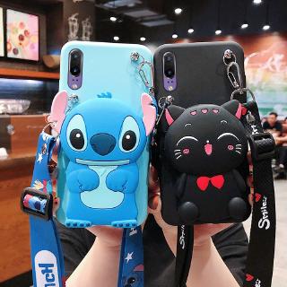 3D zipper wallet soft phone case with strap stitch cat Vivo v20 y91c y95 y91 V20 PRO Y20 Y20S Y20i y71 y53 y55 vivo y11 y12 y15 y17