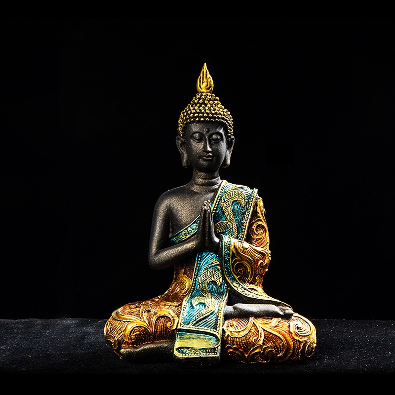◄▦☃Large Buddha Statue Thailand Buda Buddha Sculpture Green Resin Handmade Buddhism Hindu Fengshui Figurine Meditation H