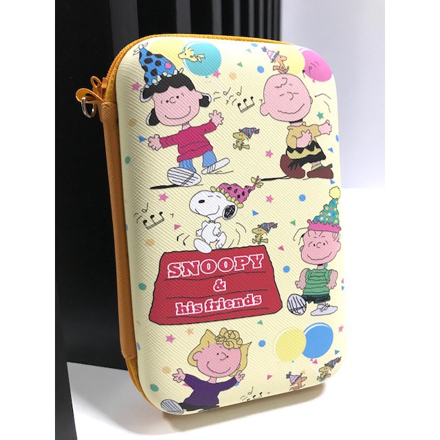 SNOOPY กล่องเก็บสายชาร์จ ใส่ Pwb HDD , หูฟัง Size XL ลาย SNOOPY YELLOW เหลือง งานดี ขนาด16x10x3.5cm สวยงาม ดี MANOPNEST
