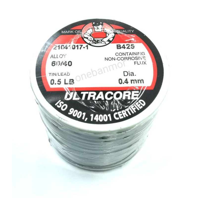 ultracore ตะกั่วบัคกรี ขนาด 0.4มม 0.5ปอนด์ น้ำยาในตัวคุณภาพเยี่ยมบัคกรีง่ายเงาสวย ของแท้ ออกใบกำกับภาษีได้