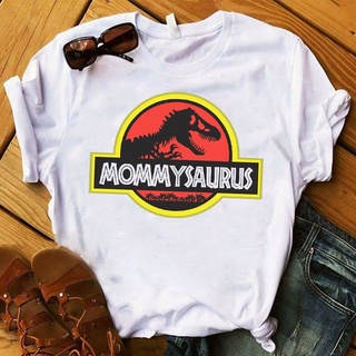 T-shirt  เสื้อยืด พิมพ์ลายการ์ตูนไดโนเสาร์ Mommysaurus กราฟฟิค สําหรับผู้หญิงS-5XL