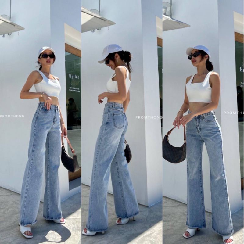 🐞กางเกงยีนส์เอวสูงทรงกระบอก🐞PTJ3303