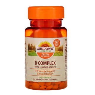 Sundown Naturals, B-Complex, 100 Tablets วิตามินบีรวม บำรุงสมองและระบบประสาท