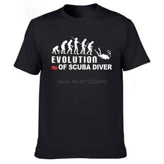 พร้อมส่ง เสื้อยืดลําลอง ผ้าฝ้าย แขนสั้น พิมพ์ลาย Evolution Of Scuba Diver Dive Down Flag Dive สีดํา สไตล์ฮาราจูกุ สตรีท