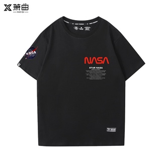 เสื้อยืดแขนสั้น คอกลม พิมพ์ลายกราฟฟิตินักบินอวกาศ Nasa Xia Chao สําหรับผู้ชายสไตล์ดารา