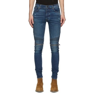 Amiri MX2 Dark Blue Moto skinny-fit jeans (28-30” พร้อมส่ง) Season 2020 (รูปภาพและวีดีโอถ่ายจากของจริง) (667)