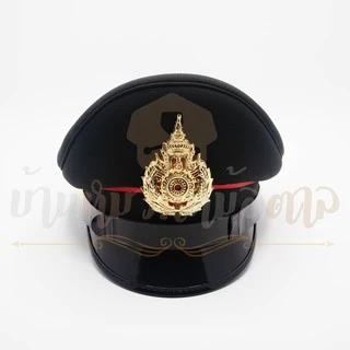 หมวกหม้อตาลทหารบกชั้นประทวนนายสิบ สีขี้ม้า ผู้ชาย หน้าหมวกโลหะ สายรัดคางสีดำ