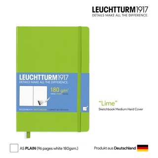 Leuchtturm1917 Sketchbook Medium (A5) Hard Cover (Lime) - สมุดสเก็ตช์ Leuchtturm ขนาด A5 สีเขียวไลม์