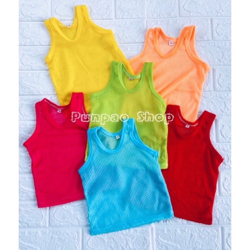 เสื้อกล้ามเด็ก เสื้อรูสีสดสำหรับเด็ก  Size s-xl (สำหรับน้องแรกเกิด – 4 ขวบ)……