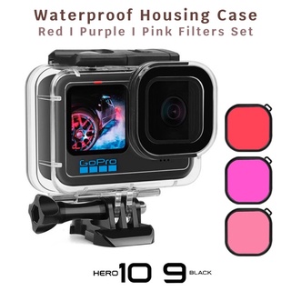 เคสกันน้ำ Gopro 11 10 9 8 พร้อมฟิลเตอร์ 3สี Red Pink Purple Filter for Gopro Hero 11 10 9 8 Waterproof Housing Case