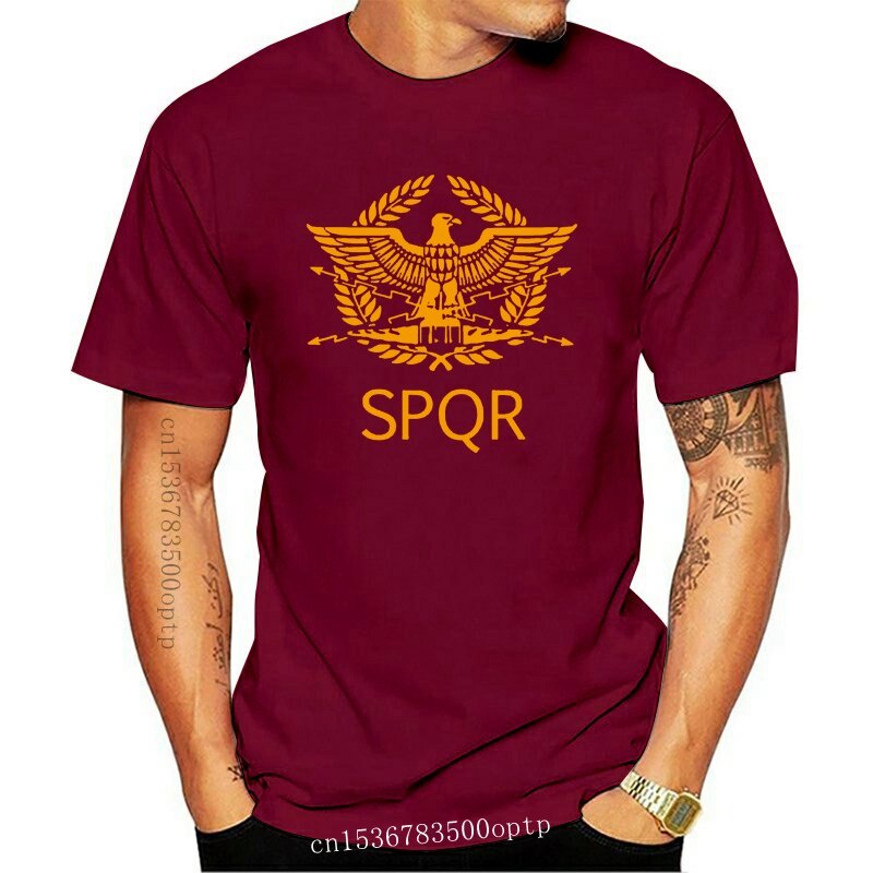 Men t เสื้อ Spqr Roman Eagle แฟชั่น Casual Cotton Tshirt s ลูกเรือคอ Byzantine Eagle สัญลักษณ์ธงเสื้