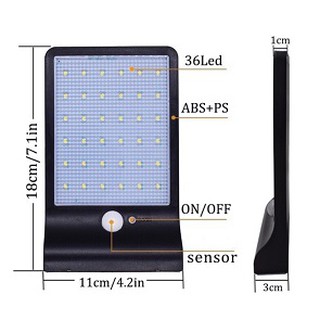 ไฟโซล่าเซลล์ติดผนัง ไฟLED ไฟติดผนัง [LED36ดวง] สว่างได้เอง มีเซนเซอร์ตรวจจับความเคลื่อนไหว กันน้ำIP64 🎉ลดล้างสต๊อก‼️