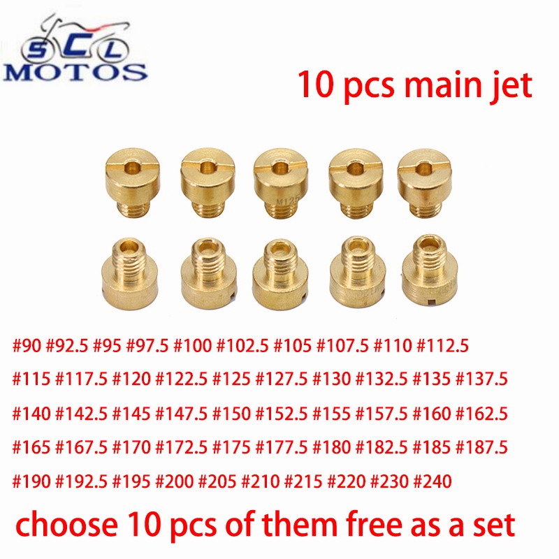 Motorcycle Carburetor Main Jet Thread For HS40 HSR42 TM36 VM16 VM29 Carburetor Injector Nozzle Size 90-240