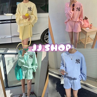 JJ Shop​💜​พร้อมส่ง เสื้อแขนยาว+กางเกงขาสั้น เสื้อNY สีพาสเทล​น่ารัก "DX-NY-6061" -​N  06