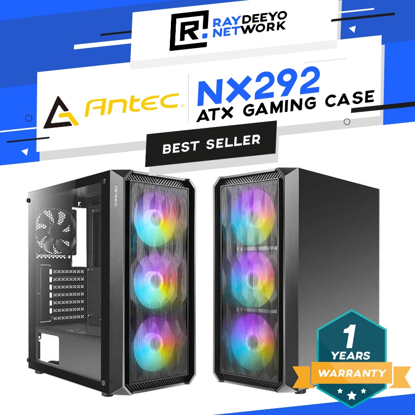 เคสเกมมิ่ง Antec NX292 ATX RGB [กระจกนิรภัย/รองรับพัดลม 8 ตัว/แผงตาข่ายด้านหน้า]