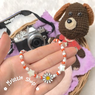 Littlejewelry สร้อยลูกปัด สร้อยคอลูกปัด สีพาสเทล ฮิตติดกระแส สร้อยคอผู้หญิง สร้อยคองานแฮนเมด สีสันสวยงาม ดอกเดซี่ขาว