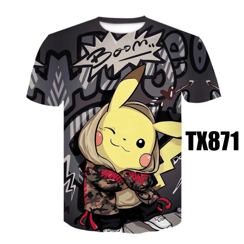 เสื้อยืดผู้ชายและผู้หญิงภาพยนตร์ ปิกาจู 三维 โปเกมอน เสื้อผ้าผู้ชายการ์ตูนญี่ปุ่นเสื้อยืดเสื้อผ้าเด็กผู้ชายอะนิเมะทีวีชุดแฟชั่นถนนเ