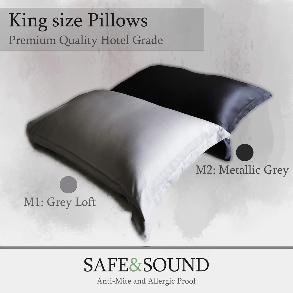 SAFE&SOUND ปลอกหมอน King size 24x36 นิ้ว/inch 550เส้นด้ายทอแน่นกันไรฝุ่น King Size Pillow Cases