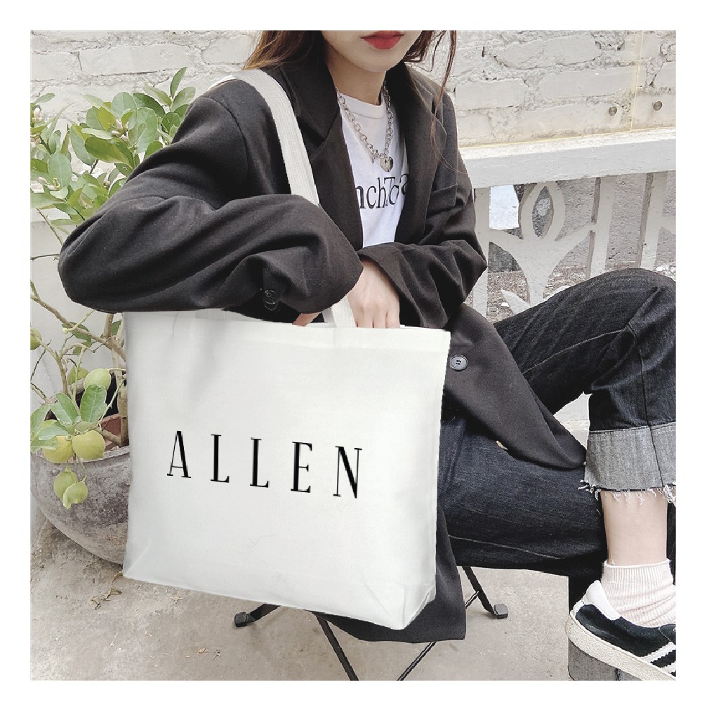 กระเป๋าผ้า เติมชื่อได้ Minimal Tote Name Bag ถุงผ้า ใบใหญ่ ไซส์ Jumbo