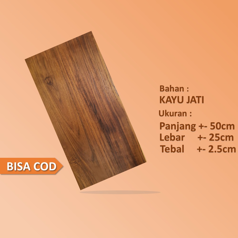 Kayu เขียงไม้สักขนาดใหญ่พิเศษไม่มีข้อต่อ 50x25x2.5 ซม. ที่รองแก้วไม้สักขนาดใหญ่และหนา