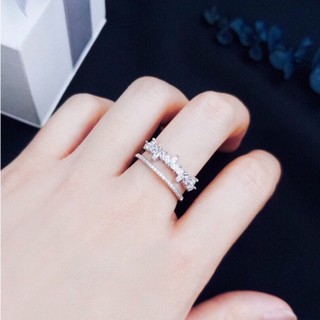 (พร้อมส่ง) 💍แหวนเพชรcz ปรับขนาดได้ (แถมถุงแหวนกำมะหยี่)