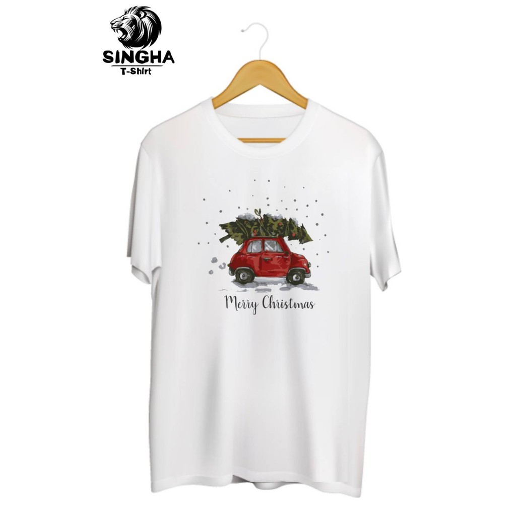 SINGHA T-Shirt Christmas Collection🎄 เสื้อยืดสกรีนลาย Merry Christmas รถ