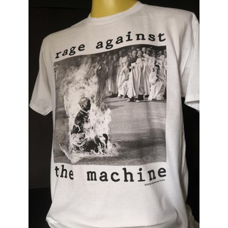 เสื้อยืดพิมพ์ลายเสื้อวงนำเข้า Rage Against the Machine RATM Nu Metal Hiphop Rock Rap Retro Style Vintage T-Shirtรหัสเต็ม