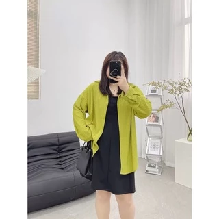 CiCi Plus+(SALE 3028)เสื้อเชิ้ตแขนยาวผ้าร่องเนื้อผ้าดีมากแมทซ์ได้ทุกลุคใส่สบาย เก๋เสื้อผ้าสาวอวบ plus-size