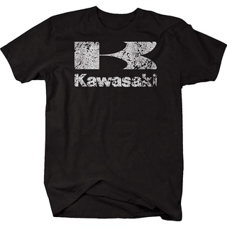 คอลูกเรือเสื้อยืด พิมพ์ลาย Kawasaki สีดํา พลัสไซซ์ สไตล์คลาสสิก ของขวัญวันเกิด สําหรับผู้ชายS-5XL