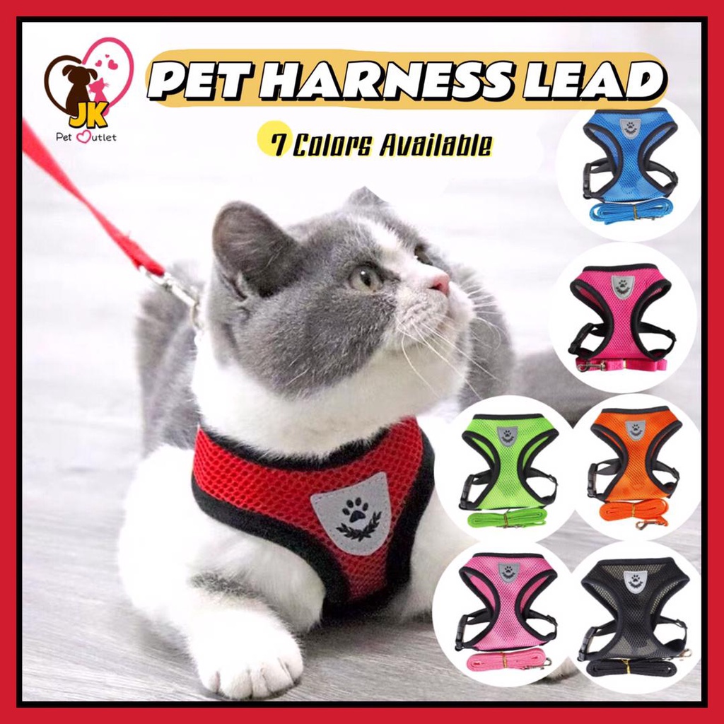 Soft Breathable Air ตาข่ายไนลอนแมวสุนัขสัตว์เลี้ยงแมวเสื้อกั๊กสายรัดและสายจูงชุด Rantai Kucing Colar
