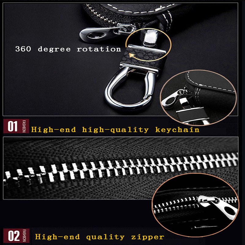 ღღKia Leather Car Key Bag Case Logo Keychain Ring Zipper Auto ...