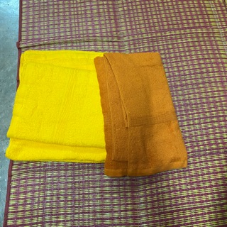 ผ้าขนหนูพระ ผ้าขนหนู สีเหลือง สีน้ำตาล ถวายพระ 25x48นิ้ว ผ้า cotton 100%