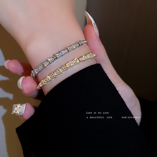 เกาหลี เต็มรูปแบบ เพชร งู สร้อยข้อมือ อารมณ์สูงส่ง สร้อยข้อมือ เงางาม โลหะ เครื่องประดับใหม่