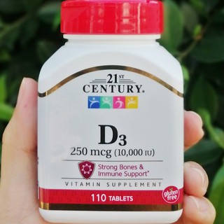 D3 วิตามินดี 3: 10,000IU 110 Tablets (21st Century®) บำรุงกระดูกและเสริมสร้างภูมิคุ้มกัน D-3