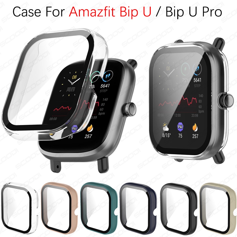 เคสแข็ง PC ป้องกันหน้าจอ 360 องศา พร้อมฟิล์มกระจกนิรภัย สําหรับ For Huami Amazfit Bip U U Pro