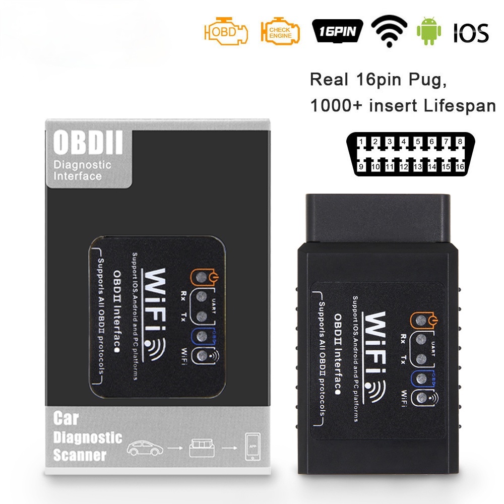 เครื่องสแกนเนอร์อ่านโค้ดอัตโนมัติ ODB2 OBDII สําหรับ Android IOS ELM327 V1.5 wifi OBD2 ELM 327 V 1 5