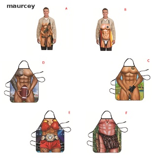 maurcey Kitchen Apron Polyester Dinner Party Cooking Apron Men muscles sexy Adult Bib MC