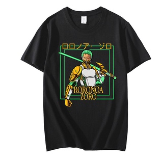 เสื้อยืดคอกลมเสื้อยืดแขนสั้นลําลอง ผ้าฝ้าย 100% พิมพ์ลายอนิเมะ One Piece Roronoa Zoro สไตล์ญี่ปุ่น สําหรับผู้ชายS-5XL