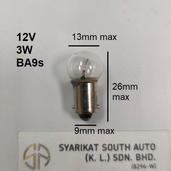 หลอดไฟ 12V 3W Morrison หลอดไฟ 3038 BA9s ไฟแสดงสถานะที่จอดรถ